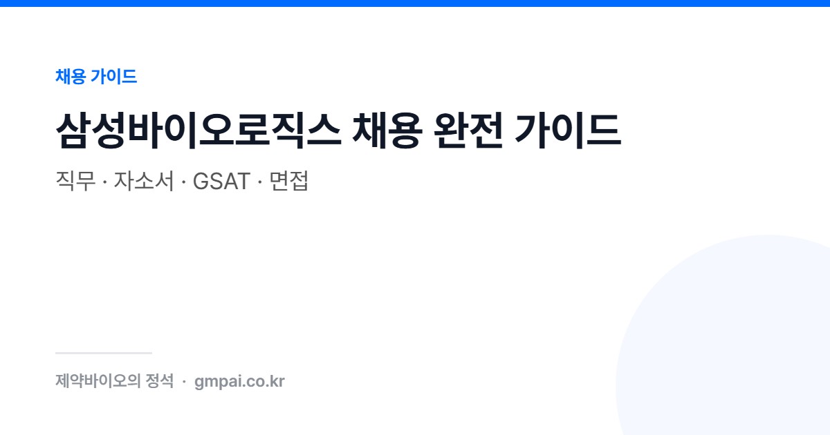 삼성바이오로직스 채용 완전 가이드 — 직무·자소서·GSAT·면접