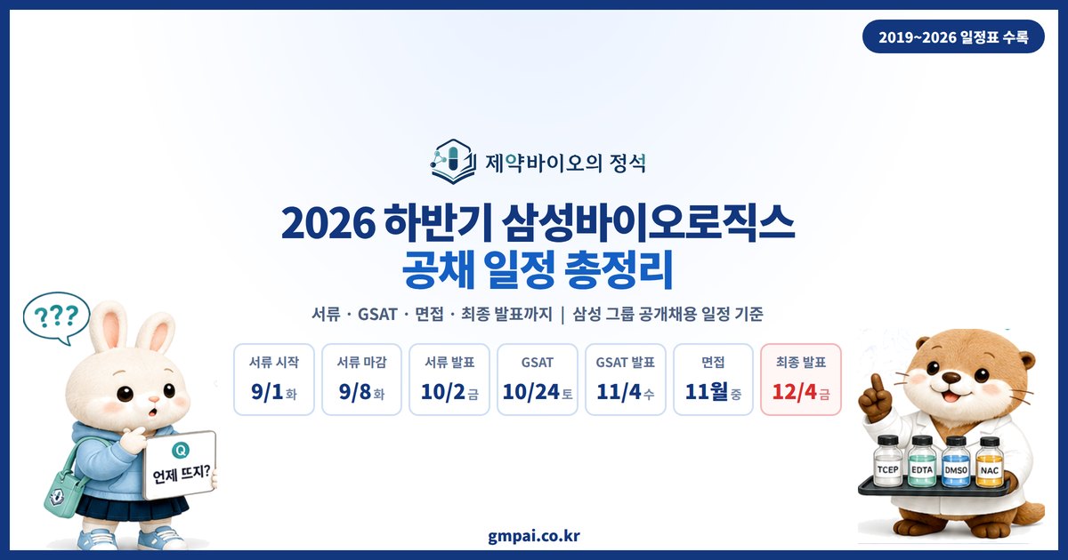 삼성바이오로직스 공채 일정 — 2026 하반기 서류·GSAT·면접 총정리